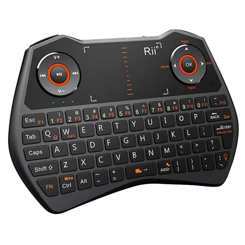 Rii I28 Backlit Air Mouse 2.4GHz Wireless Keyboard with Contactpad Mic Headphone Port Voice Qwerty for PC Android TV Box | Компьютеры и