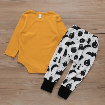 

Halloween Casual Clothing Sets Infant Baby Boy Girls Ghost Pumpkin Long Sleeve Romper+ Pant 0-24M Two Piece Outfits Set New