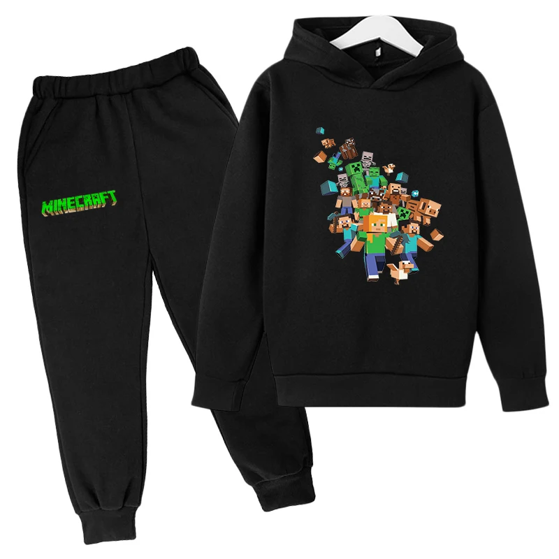 My- World Game Cartoon Hoodies for Kids Boy Sweatshirt Sets Girls Winter Clothing Children Casual Tracksuit Hooded With Pant | Мать и