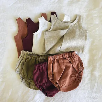 

bunvel 0-2Years 2pcs Outfits Sets Newborn Baby Girl Boy Sleeveless Tops+Cute Shorts PP Pants Bottoms Infant Bloomers Briefs