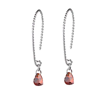 

Fashion Rhinestone Sterling 925 Silver Color Earrings For Women Engagement Jewelry Earring Long Hanging Ruby Diamond Earring