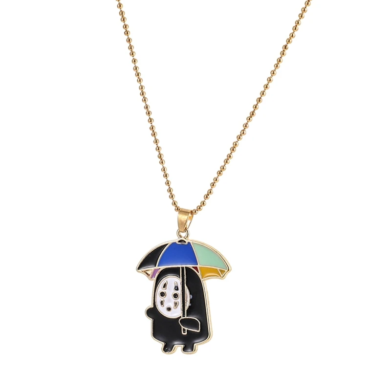 

Enamel Cartoon Character Spirited Away No Face Man Pendant Necklace Choker Link Chain Necklace Jewelry Women Fashion Jewellery