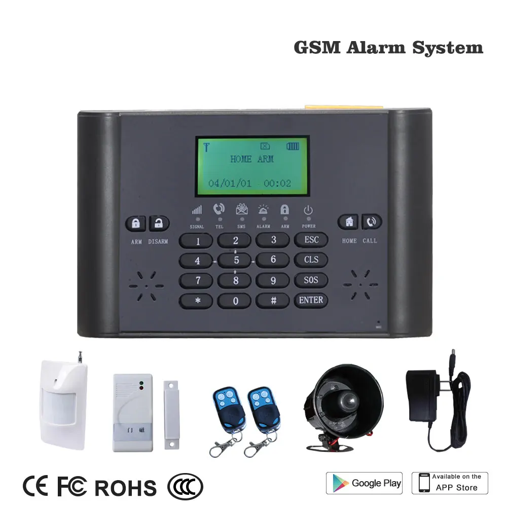 Black Умный дом беспроводной GSM охранная сигнализация охранная система ЖК-пожарная/дверной детектор Противоугонная Система синхронизации/снятие оповещения толчок к мобильному - Цвет: Black