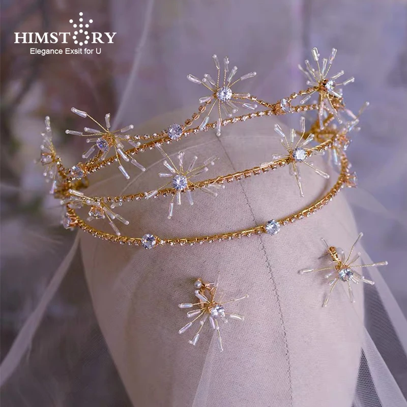 

Himstory European Three-layer Baroque Cubic Crystal Wedding Tiaras Crowns Princess Headbands Hairband Tiara Hair Accessory