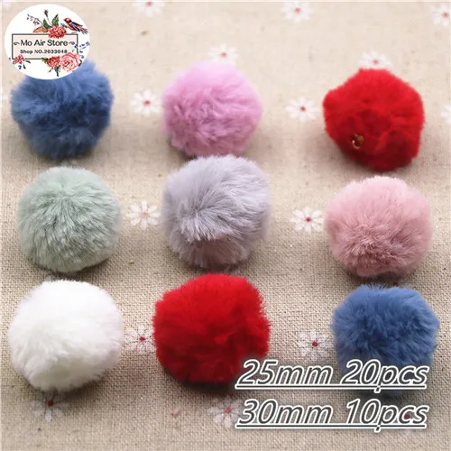 mix color 10/20 штук 25/30 мм смесь цветов круглый шар подражать кроличий мех, обшитая тканью кулон из бисера для дома и сада кабошон ремесла - Цвет: mix color
