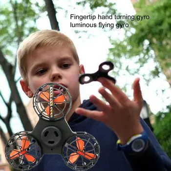 

Luminous Charging Continuous Play Fingertip Hand Turn Rolling Toy Illuminating Flying Holiday Gift Aerial Spinner