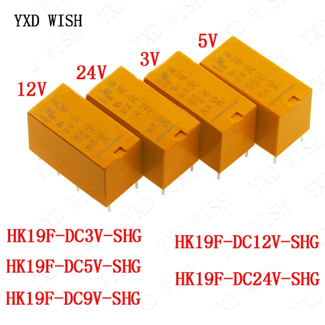 5pcs Relay HK19FDC 3V 5V 9V 12V 24V SHG 8PIN Relay Coil DPDT 8 Pin
