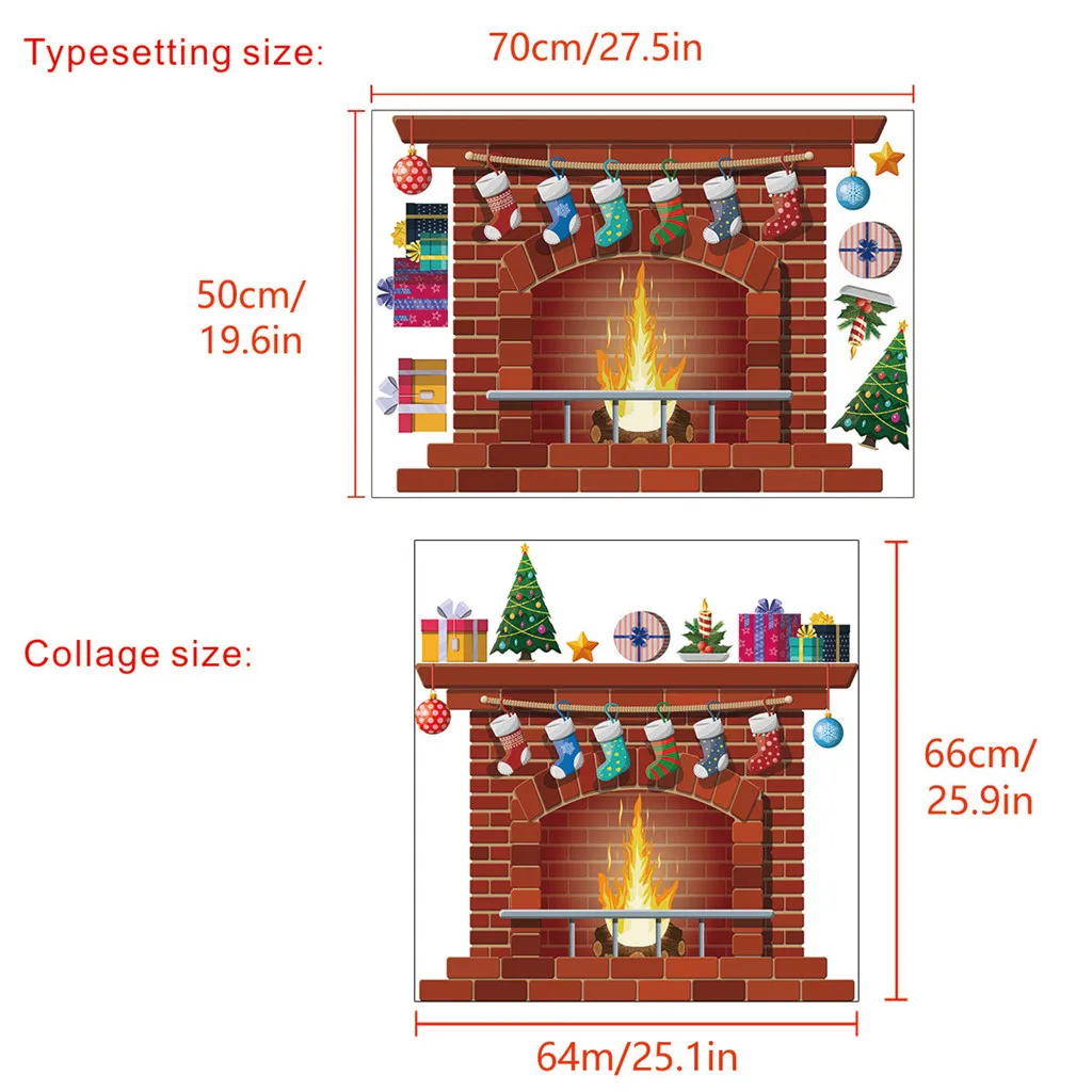 Рождественские настенные Стикеры с изображением камина, креативные настенные Стикеры для мобильных телефонов, Декоративные Настенные обои для окон, декоративные настенные художественные обои# Zer