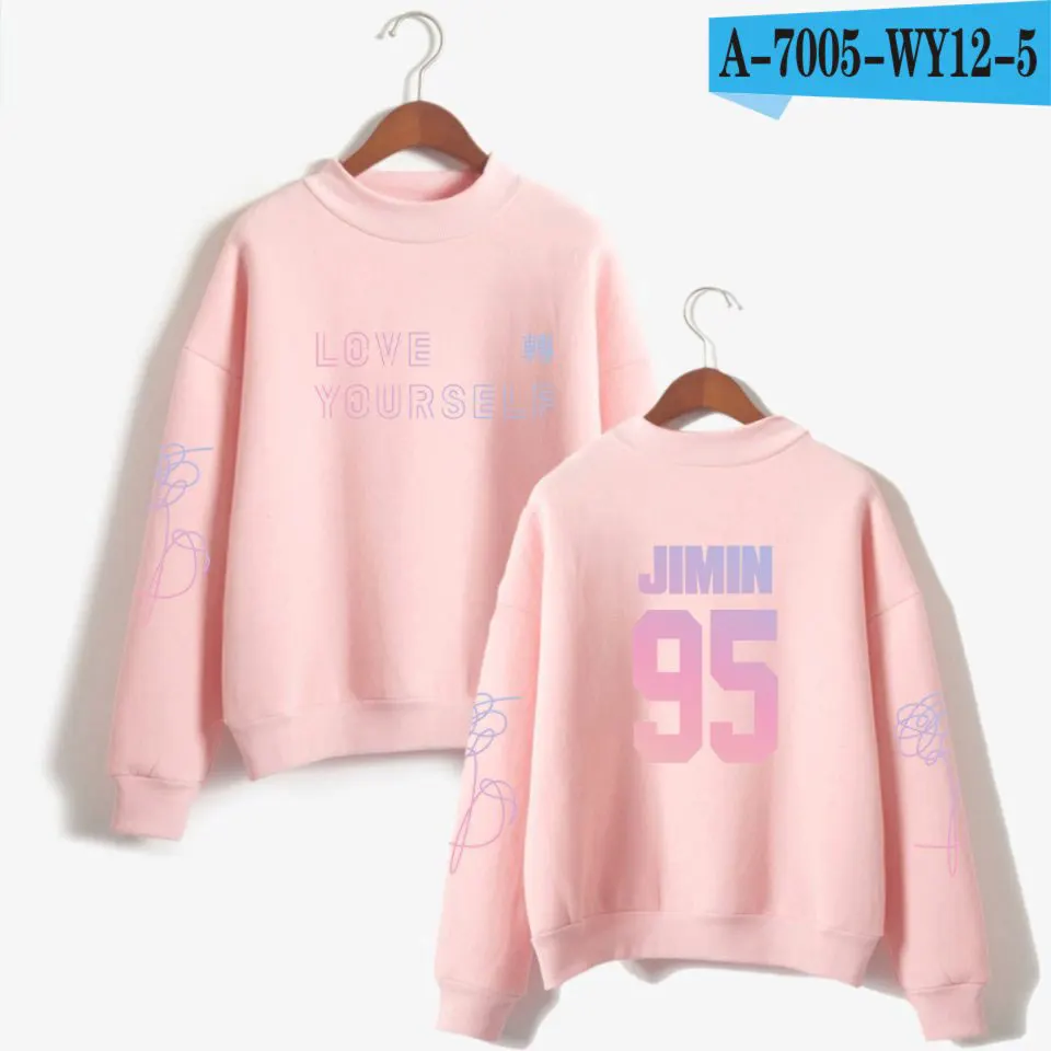 Pink KPop пуловер с капюшоном Bangtan для мальчиков альбом Love Yourself Tear Member толстовка с капюшоном для женщин вентиляторы водолазка монолитная одежда - Цвет: Pink