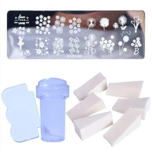 

Pinkiou Nail Art Templates Set,Nail Art Stamping Plates Kit Gel Polish Transfer Stencils Scraper Plates Nail Printing Stamp Tool