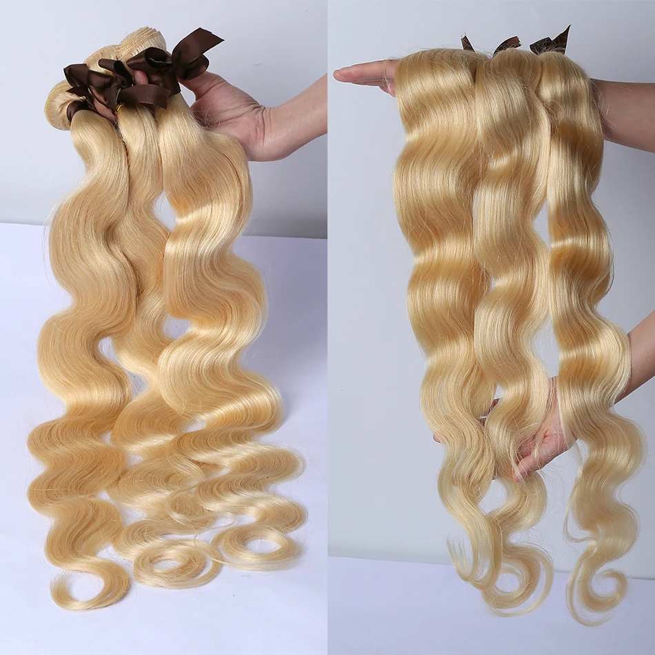 Кудрявые Макс 613 блонд пряди с фронтальной бразильской волной тела Remy