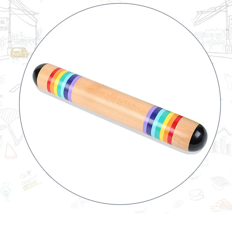 

Wooden Rainstick Rainmaker Rain Shaker Musical Instrument Toy Rainbow Colored for Kids Adults