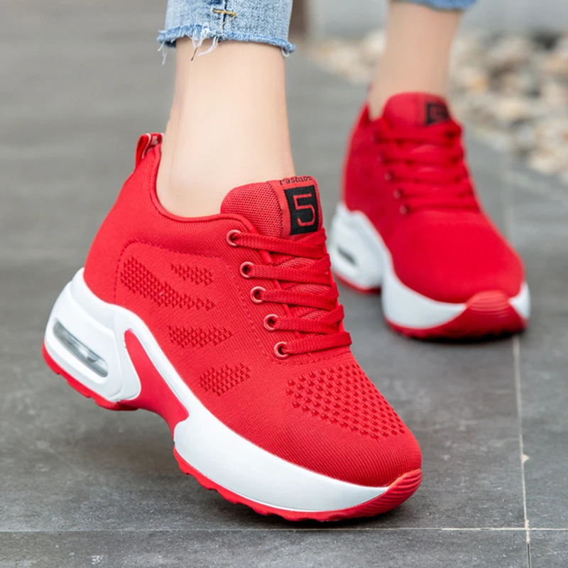 Zapatos deportivos de suela gruesa para mujer, zapatillas de plataforma con  cuña, para correr al aire libre, caminar, 9 Cm, talla 34 39|Zapatillas para  caminar| - AliExpress