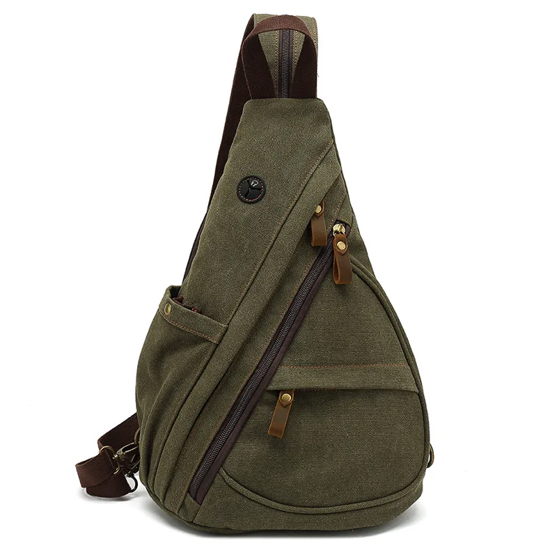 Canvas bag new men's canvas chest bag large capacity leisure men's bag Single Shoulder Messenger Bag multi functional back backpack mens messenger bag