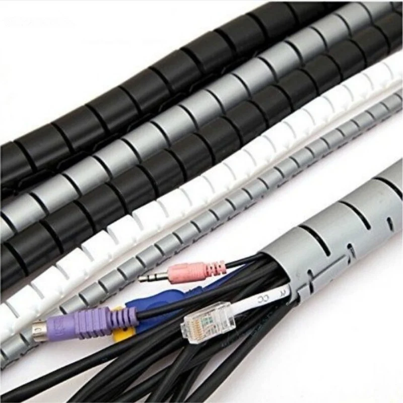 Cable Organizer 2M Flexible Spiral Tube Cable Organizer Wire Wrap Cord Protector Storage Pipe Cables Winder Home Desk Office Organization Tools