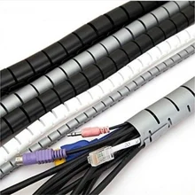 2M Flexible Spiral Tube Cable Organizer Wire Wrap Cord Protector Storage Pipe Cables Winder Home Desk Office Organization Tools tanie i dobre opinie Z tworzywa sztucznego Wire Spiral Wrap Tools Black White About 2M 8mm 10mm 28mm
