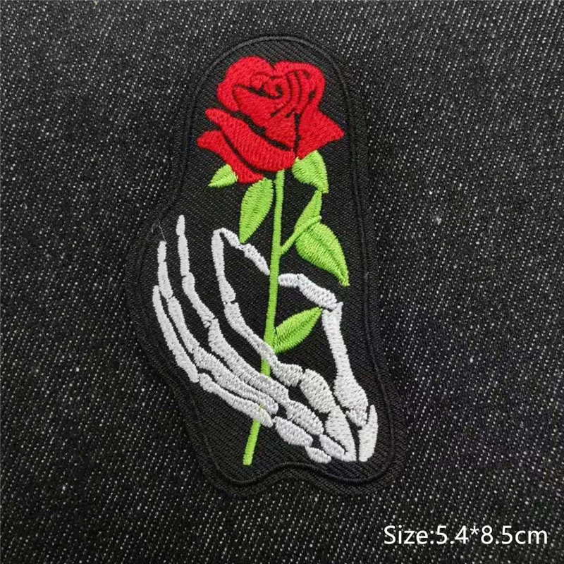 Schwarz-weiße Kleidung Stickerei Patch Applikation Bügeln Kleidung Nähen liefert dekorative Punk Abzeichen Patches für Kleidung – Detail 12