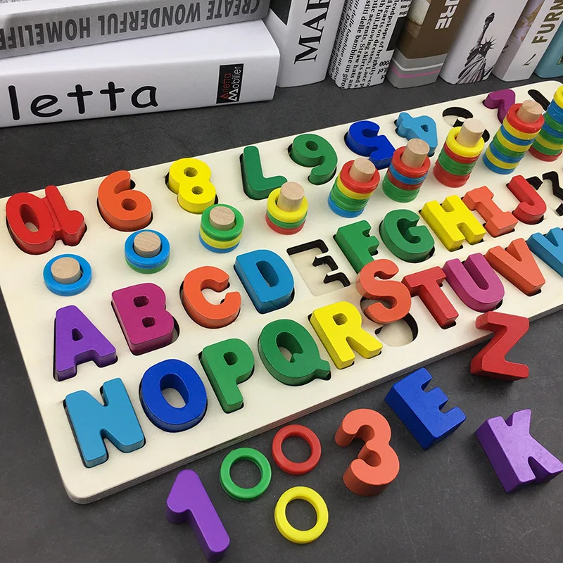 

Children 1-2-3-Year-Old Number Recognizing Jigsaw Puzzle Lettered Early Childhood Baby Intellectual Boy Educational Toy 4-6-Year