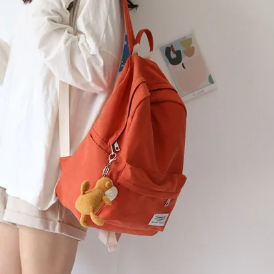 orange NuFangU, классический дизайн, Одноцветный, хлопок, ткань, женский рюкзак, мода для девочек, сумка для отдыха, школьная, Студенческая, сумка для книг, дорожная - Цвет: orange
