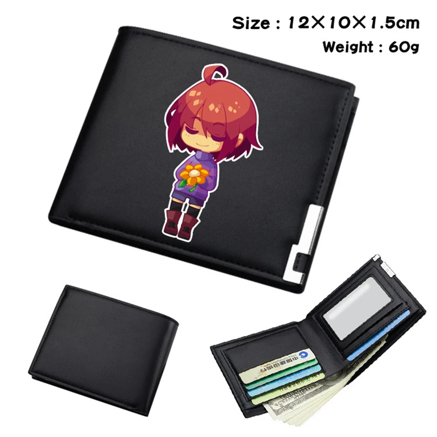 Game Undertale Sans Black PU Wallet Men's Short Bifold Photo Card Holder Boys Girls Teenager Leather Casual Purses Otaku Gifts - Цвет: K