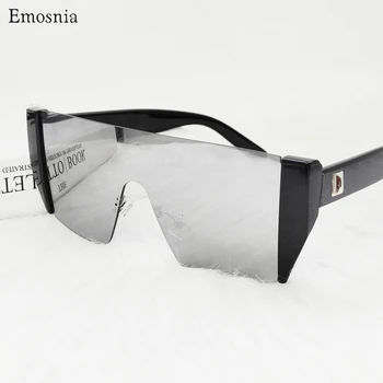 

Oversized Shield Square Sunglasses Women Flat Silver Mirror Rimless Sun Glasses Fashion Designer Big Shades lunette UV400 Gift