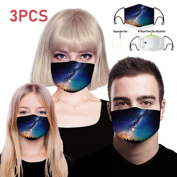 

Anti Dust Mask Unisex Printing Reusable Protection Mask Replace PM2.5 Filter Paper Mouth Muffle Starry Night Milky Way Face Mask
