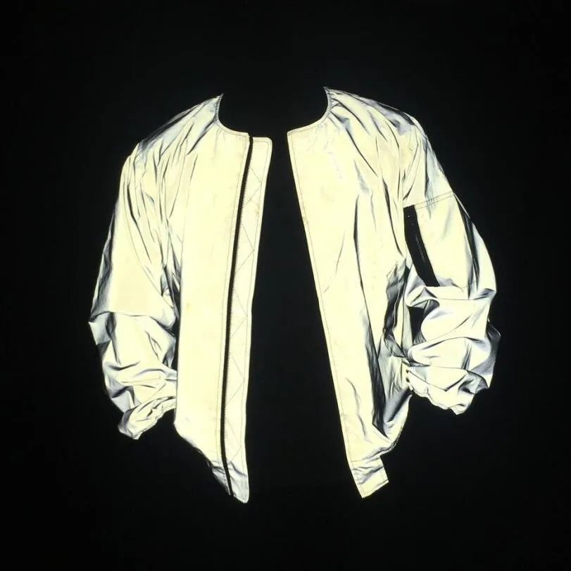 

2018 Autumn And Winter Men And Women Fully Reflective Flight Jacket Europe And America High Street Outdoor Sports Reflective Win