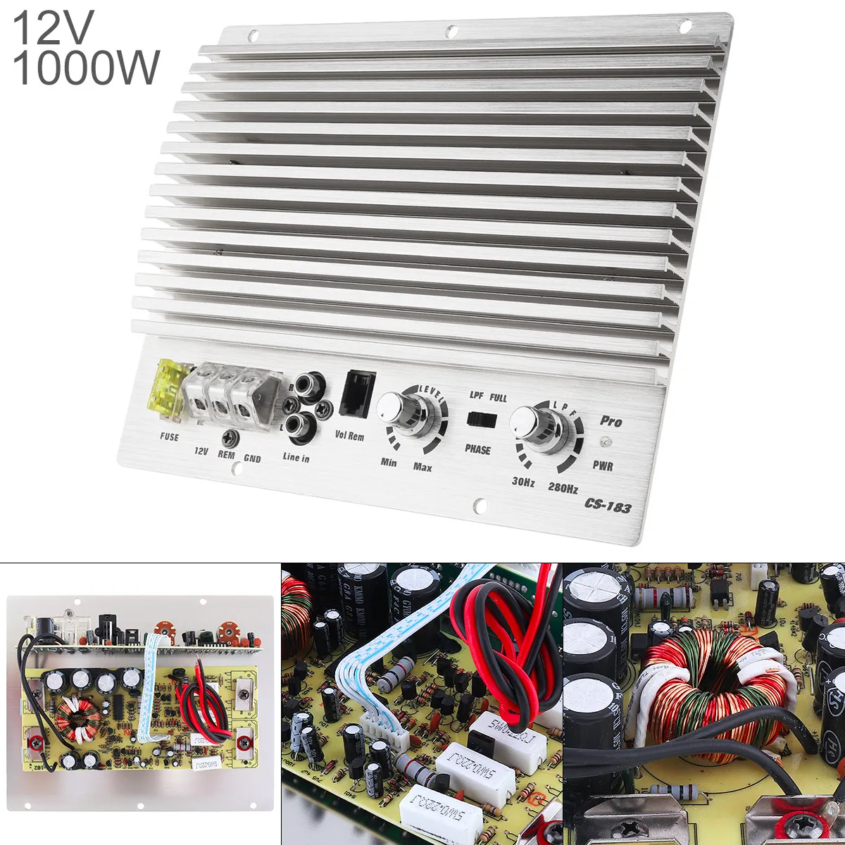 

1000W Class AB Digital 2 Channel Car Audio Power Amplifier Silver Aluminum Alloy High Power Car Audio AMP Subwoofer Amplifier