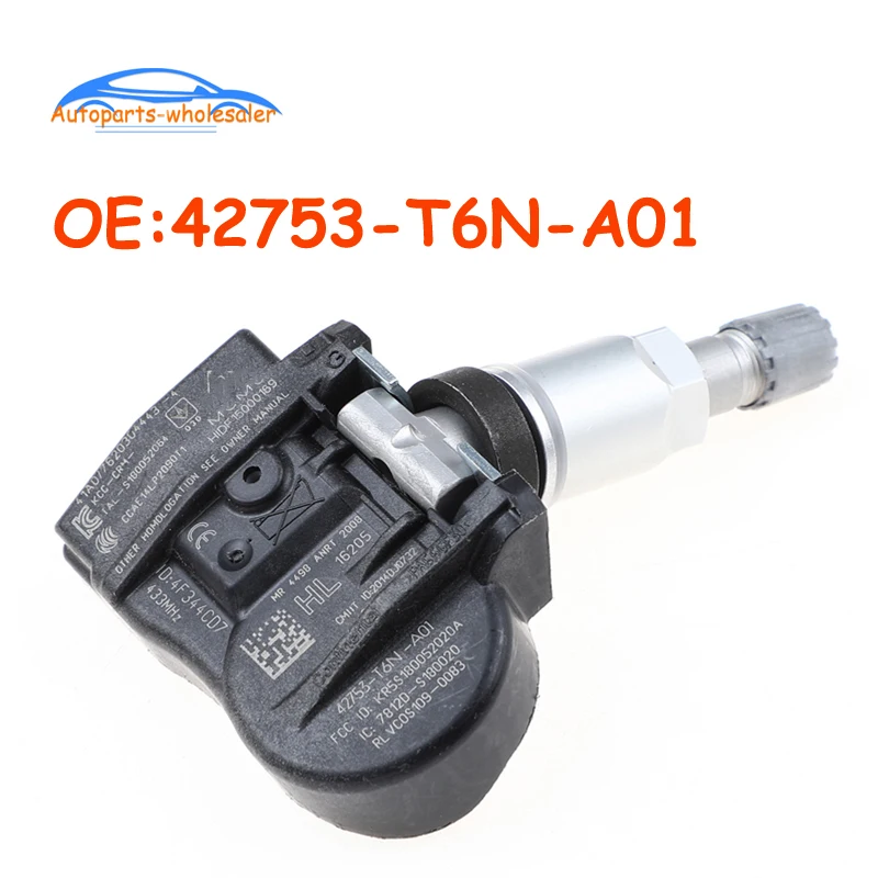 Автомобильный 42753-T6N-A01 42753T6NA01 42753-T6N-TBD TPMS датчик давления в шинах 433 МГц для Honda для Acura TLX