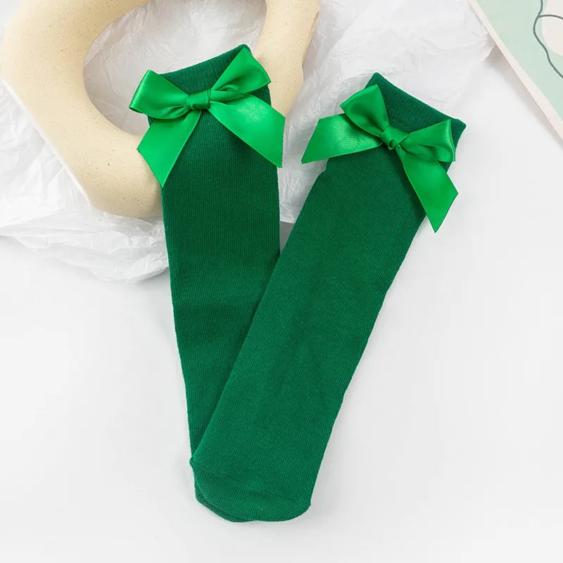 Spanish Baby Long Tube Socks Autumn Winter Children Cotton Sock For Girls Knee High Sock Big Bows Kids Floor Socks 2-8Years cotton socks cotton knee socks children socks