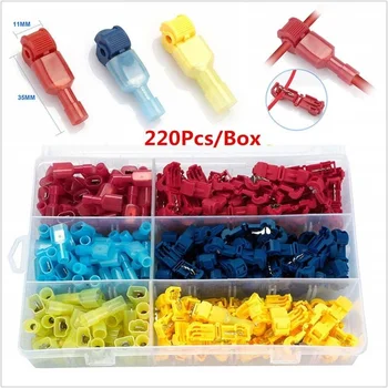 

220Pcs T-Tap Wire Connectors Quick Splice Connectors Electrical Wire Terminals Insulated Male Quick Disconnect Spade Terminals