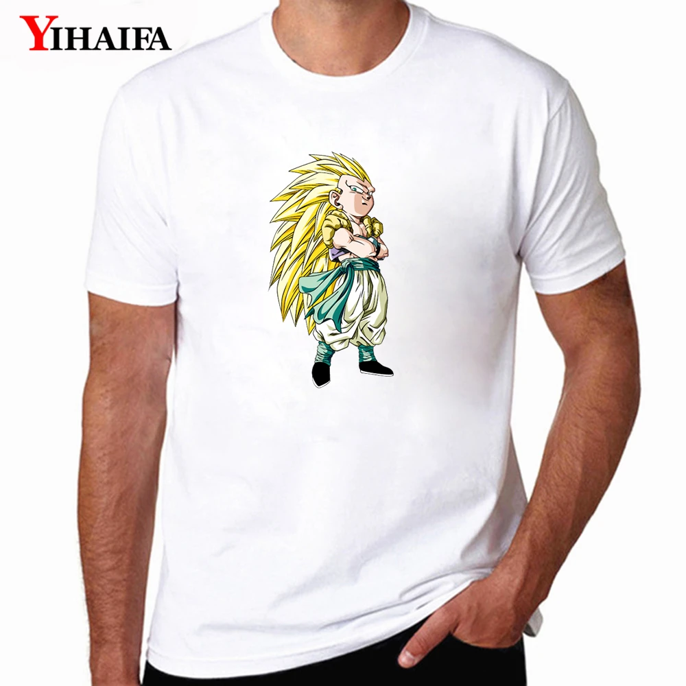 

Casual T-Shirt Mens Cartoons Dragon Ball Super Saiyan Printed Tee Shirts Summer Short Sleeve Streetwear White Tops