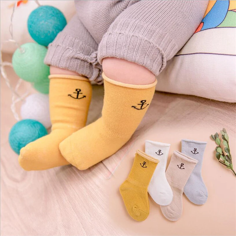 

4Pairs/set Newborn Socks Baby Slippers Socks For Boys Cotton Knitted Cute Baby Girls Socks Baby Walking Infant Socks