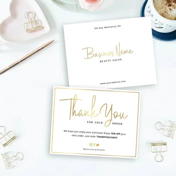 

Personalize Business Thank You Card, Faux Gold Thank you for your order card design, Parcel Insert, Thank you for purchase cards