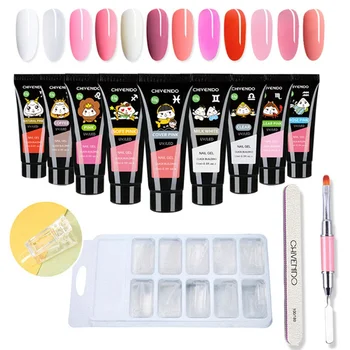 

14pcs Nail Quick Extension Crystal Gel Nail UV Transparent Removable 12 Constellation Extension Gel Set