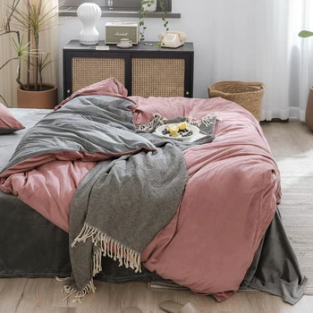 

2020 Velvet Quilt Cover Single Bed 150x200m Solid Color Twin 220x240cm Thickened Autumn And Winter Warmth