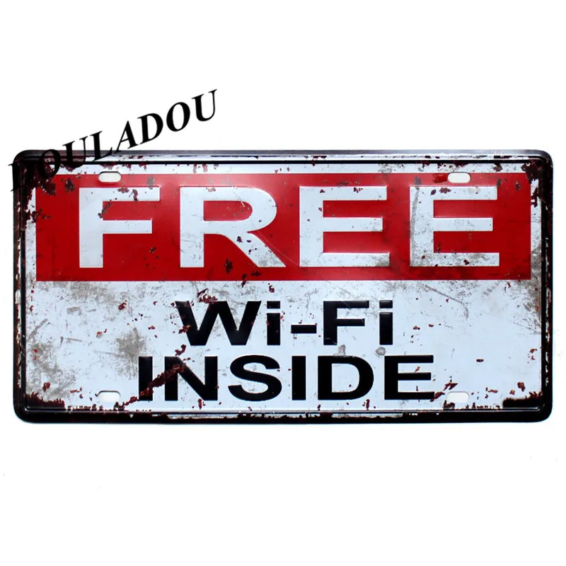 [Douladou] WALK INS Добро пожаловать металлическая винтажная вывеска бесплатный Wi-Fi рукоделие плакат SIMLE бар магазин отель Декор стены произведение искусства 30x15 см - Цвет: 4