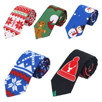 

Men Women Christmas Neckties Novelty Cute Snowmen Hat Printed Holiday Party M6CD