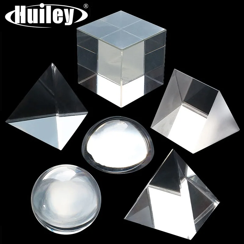 

Optical Prism Set 6PCS Cubic Hemisphere Triangular Prism Pyramid Sphere Tetrahedron Refracted Rainbow Physical Science Student
