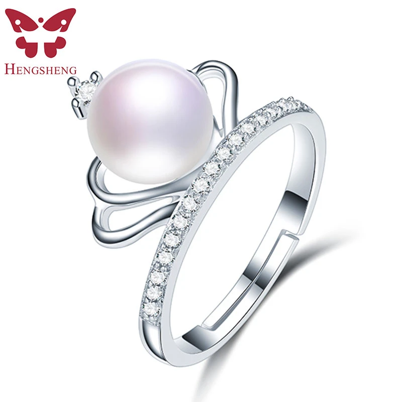 Hengsheng Promotion 19 Women Queen High Luster White 8 9mm Natural Freshwater Pearl Rize Adjustable 925 Sterling Silver Ring Rings Aliexpress