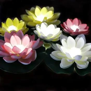 

1pc Solar Outdoor Lotus Lamp Garden Floating Pool Courtyard Landscape Waterproof Light Control Decoration Led Flower Shape Lamps