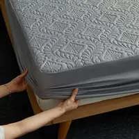 Quilted Waterproof Bed Sheet With Elastic Queen King Size Solid Color Mattress Protector For Double Bed Queen/King Bed Sheet 1