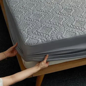 Quilted Waterproof Bed Sheet With Elastic Queen King Size Solid Color Mattress Protector For Double Bed Queen/King Bed Sheet(ማይ ዘየሕልፍ መከላኸሊ ፍርናሽ)
