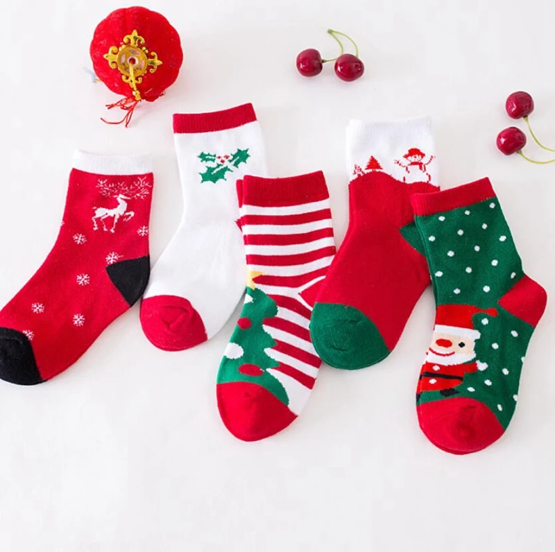 5PCS/SET Baby Kids Socks Cotton Christmas Socks New Year Cheap Stuff Animal Print Boys Girls Children Toddler Winter Socks