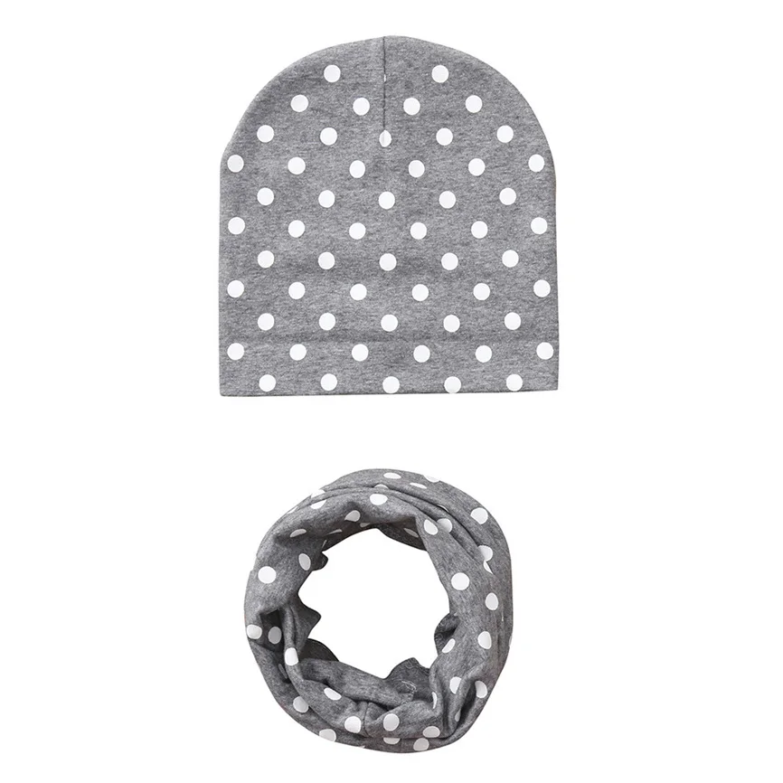 Dark Gray Комплект из шапки и шарфа; модная детская шапка для малышей; сезон осень-зима; шапка с круглым принтом; Детский шарф; комплект с воротником - Цвет: Dark Gray