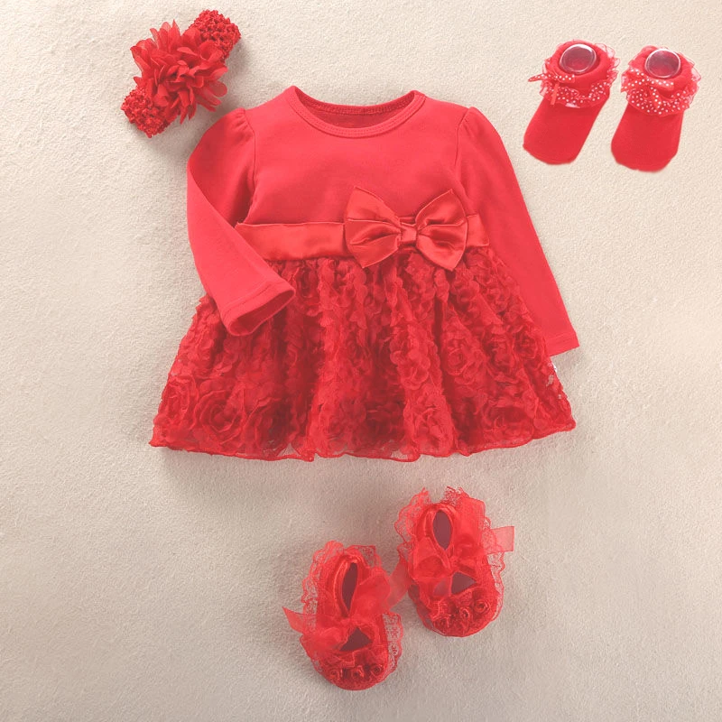 Robe Pour Bebe Fille De 0 A 3 Mois Tenue De Fete D Anniversaire Ensemble De Chaussures Pour Bapteme Aliexpress