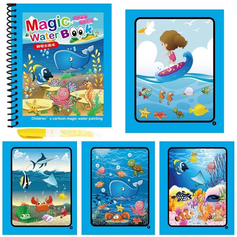 

8 styles Magic Water Drawing Book Coloring Doodle & Magic Pen Drawing Toys For Kids Birthday Gift early education