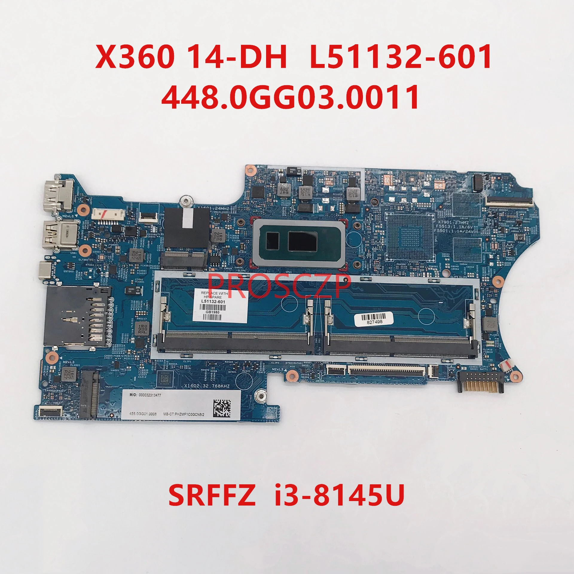 motherboards computer For HP X360 14-DH L51132-601 L51132-001 Laptop Motherboard 18742-1 448.0GG03.0011 With SRFFZ  I3-8145U CPU 100% Working Well best cheap motherboard for gaming pc