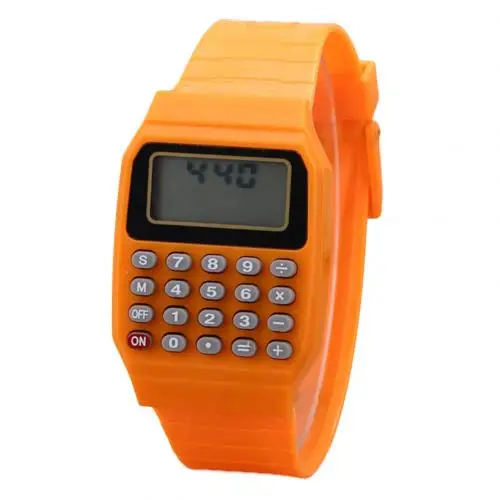 orange Креативные и удобные детские цифровые квадратные наручные часы, мини портативный калькулятор, инструмент для экзамена, детский подарок - Цвет: orange
