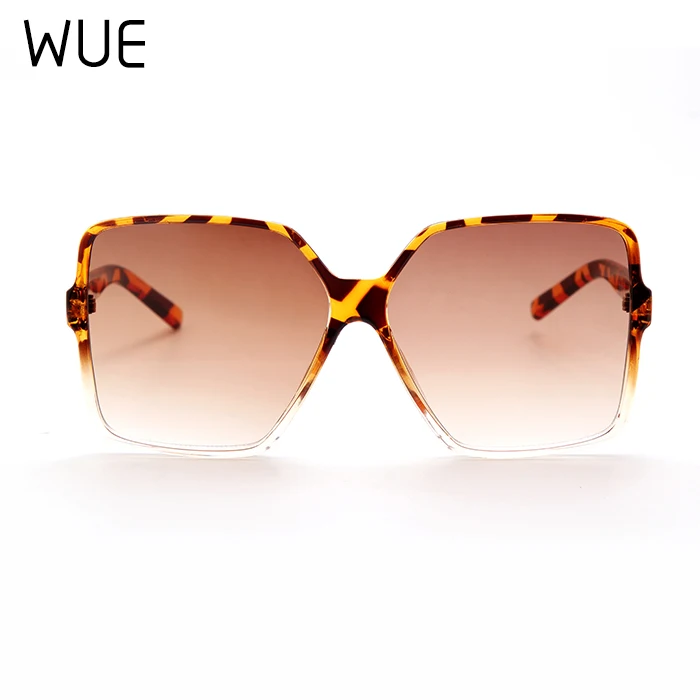 

WUE 2019 NEW Fashion Women Oversize Sunglasses Gradient Plastic Brand Designer Women Sun Glasses Women